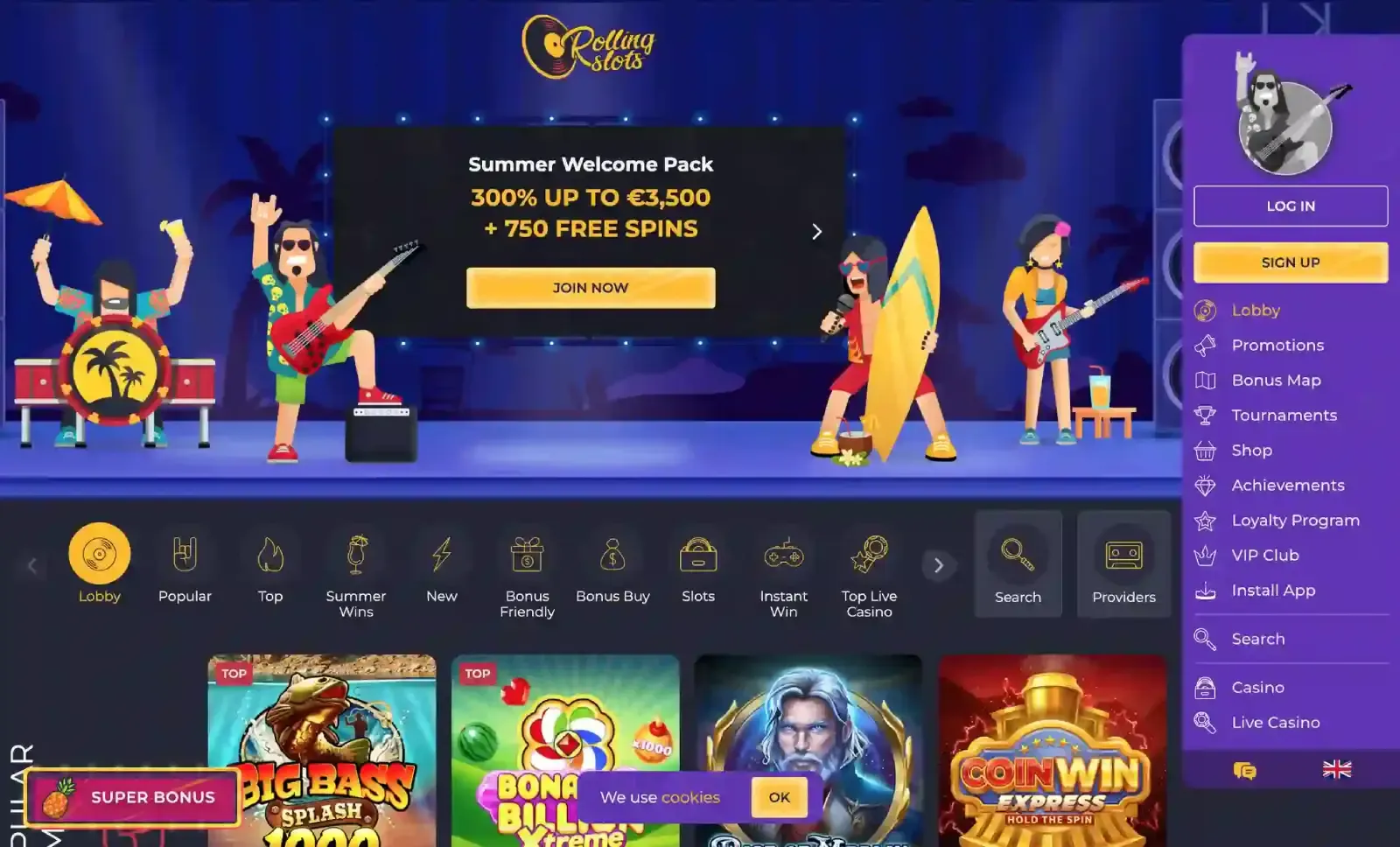 Rolling Slot Casino website preview