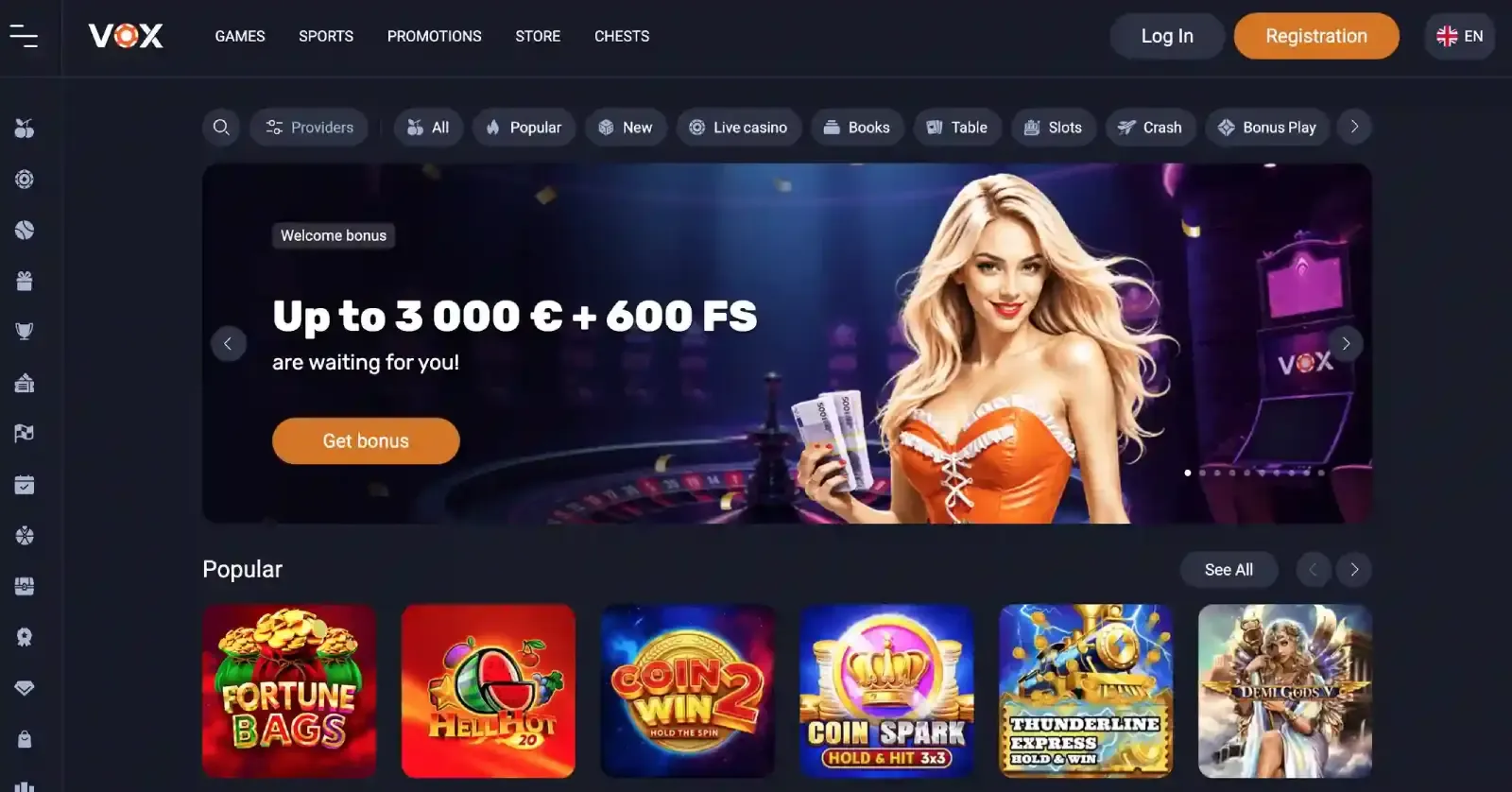 Vox Casino website preview